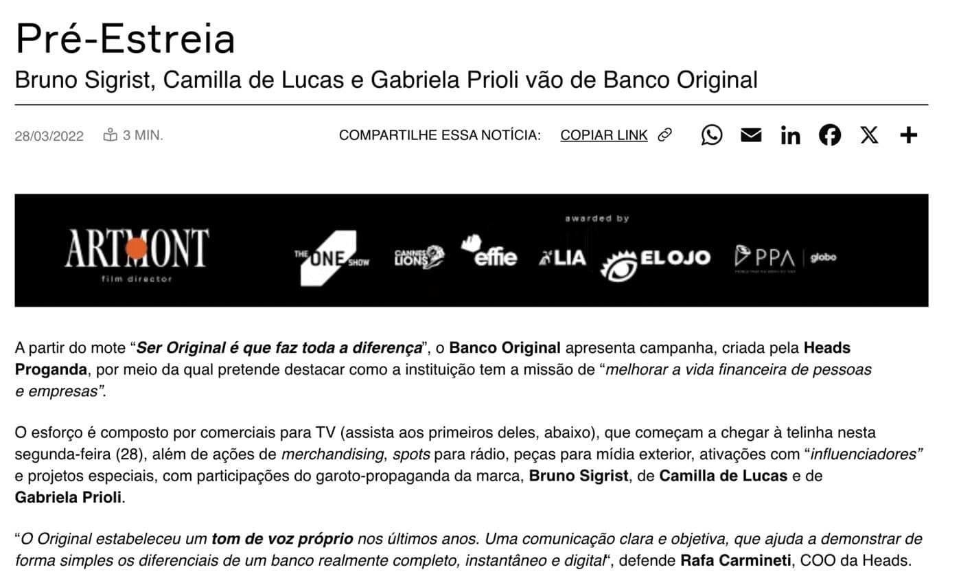 Banco Original: Ser Original É Que Faz Toda a Diferença — galeria